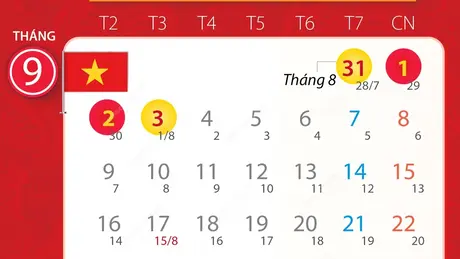 Lịch nghỉ Lễ Quốc khánh 2/9/2024 kéo dài 4 ngày
