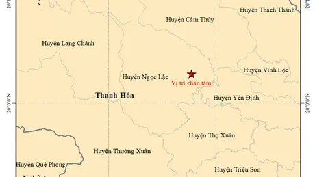 Động đất 4.1 độ tại huyện Ngọc Lặc, tỉnh Thanh Hóa