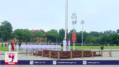 Trang nghiêm lễ thượng cờ rủ Quốc tang Tổng Bí thư Nguyễn Phú Trọng