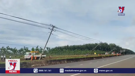 Vụ hàng loạt trụ điện gãy, đổ do ảnh hưởng bão số 2