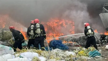 Cháy lớn tại xưởng thu mua phế liệu tại Thanh Hoá