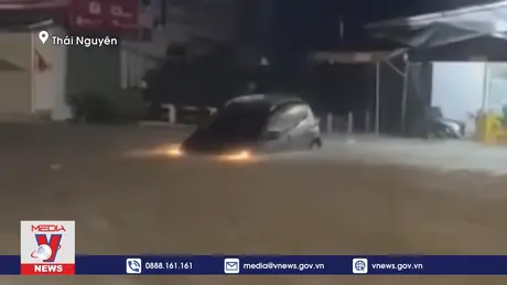 Mưa lớn kéo dài tại Thái Nguyên khiến nhiều tuyến đường bị ngập sâu