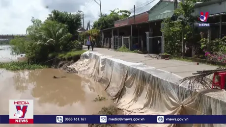 Liên tiếp xảy ra các điểm sạt lở bờ sông ở Bến Tre 