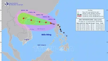 Bão số 3 mạnh cấp 11, giật cấp 13 trên khu vực Bắc Biển Đông