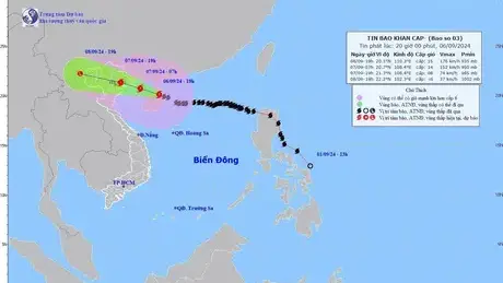 Bão số 3 đã vào vịnh Bắc Bộ và giảm hai cấp
