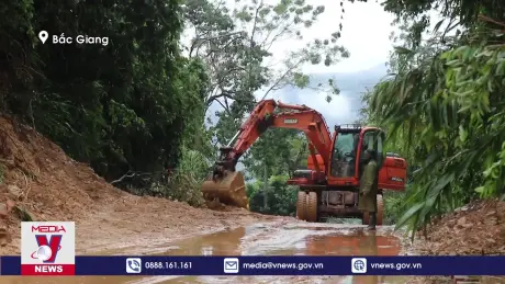 Nhiều điểm sạt lở đường giao thông tại Sơn Động- Bắc Giang đã được khắc phục