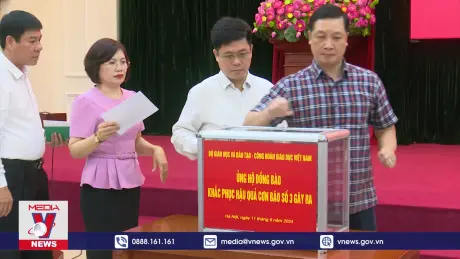Ngành Giáo dục ủng hộ đồng bào bị thiệt hại do bão số 3