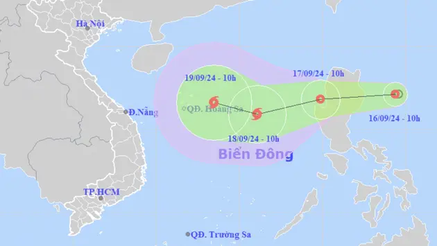 Khả năng sáng 17/9, áp thấp nhiệt đới đi vào Biển Đông và mạnh lên thành bão ​