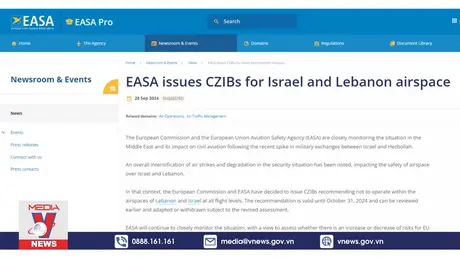 EU khuyến cáo tránh không phận Israel và Liban