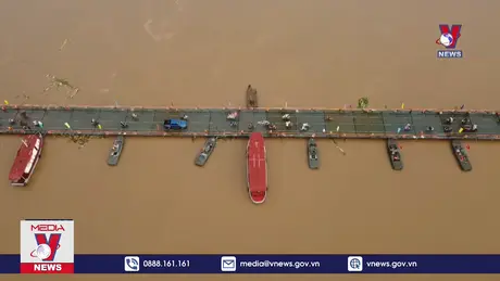 Cầu phao Phong Châu chính thức hoạt động