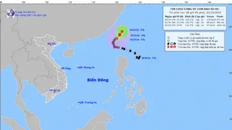Bão số 5 đã di chuyển ra ngoài Biển Đông