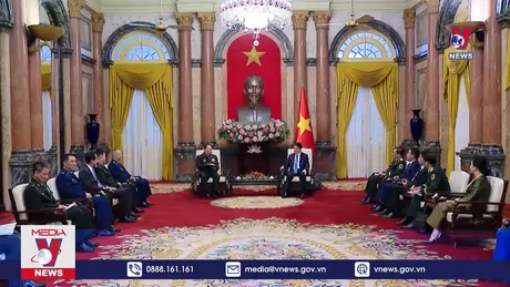 Chủ tịch nước Lương Cường tiếp Phó Chủ tịch Quân uỷ Trung ương Trung Quốc