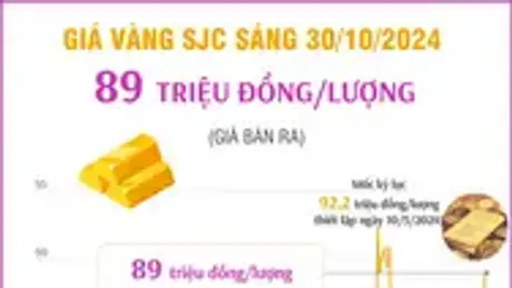 Vàng SJC sáng 30/10/2024: 89 triệu đồng/lượng