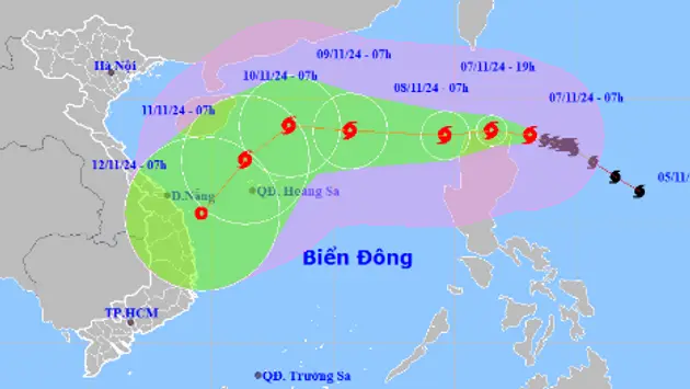 Bão Yinxing đổi hướng, mạnh cấp 17, tiến về Tây Tây Bắc 
