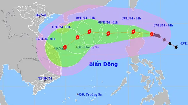 Thời tiết ngày 7/11: Khu vực Bắc Biển Đông có gió giật mạnh cấp 8-10