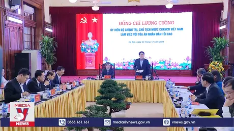 Chủ tịch nước Lương Cường làm việc với Toà án nhân dân tối cao