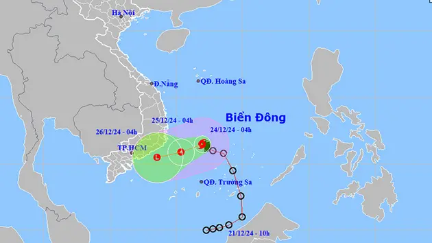 Thời tiết ngày 24/12: Ảnh hưởng bão số 10, Trung Bộ và Tây Nguyên có nơi mưa to