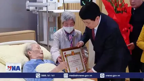 Nguyên Chủ tịch nước Trần Đức Lương nhận Huy hiệu 65 năm tuổi Đảng