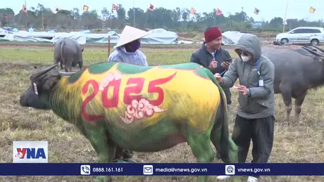 Độc đáo Hội thi vẽ trang trí trâu Lễ hội Tịch điền Đọi Sơn