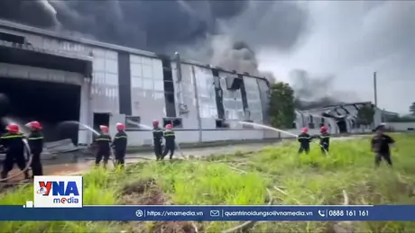 Cháy lớn tại khu công nghiệp Bá Thiện II tỉnh Vĩnh Phúc