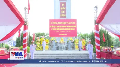 Nghệ An an táng 76 hài cốt liệt sĩ Việt Nam hi sinh tại Lào
