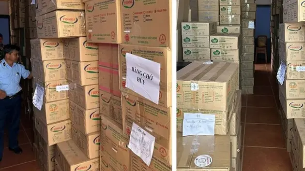 Long An: Thu giữ gần 25 tấn sữa bột nghi hàng giả ​