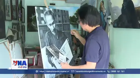 Ký họa chân dung Bác Hồ bằng trái tim
