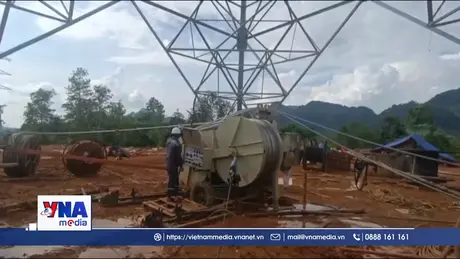 Hoàn thành kéo dây đầu tiên Đường dây 500kV Lào Cai - Vĩnh Yên