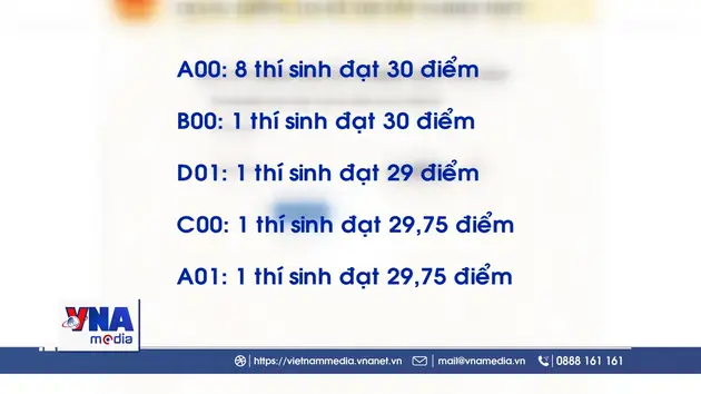 9 thủ khoa đạt điểm tuyệt đối 30/30