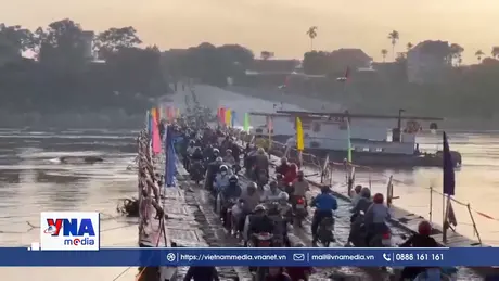 Cầu phao Phong Châu hoạt động trở lại