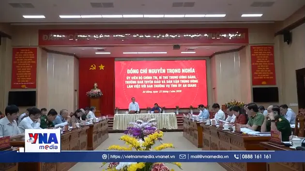 Trưởng Ban Tuyên giáo và Dân vận Trung ương làm việc với Tỉnh ủy An Giang