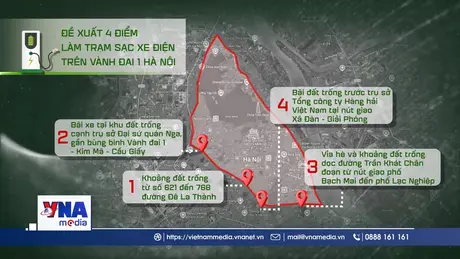 Đề xuất 4 điểm làm trạm sạc xe điện trên Vành đai 1 Hà Nội