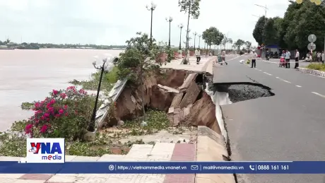 Công bố tình huống khẩn cấp sạt lở khu vực kè Thường Thới Tiền