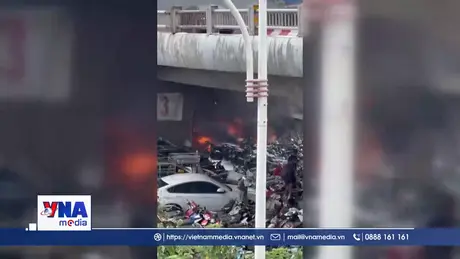 Dập tắt nhanh vụ cháy tại bãi gửi xe chân cầu Vĩnh Tuy