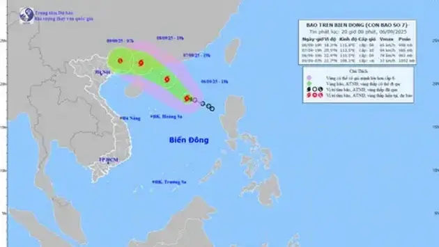 Thời tiết ngày 7/9: Bão số 7 di chuyển hướng vào Quảng Đông (Trung Quốc), Bắc Biển Đông biển động rất mạnh