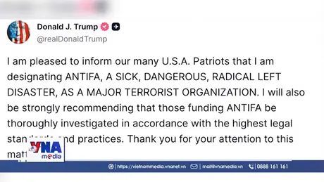 Tổng thống Trump lại liệt Antifa là tổ chức khủng bố