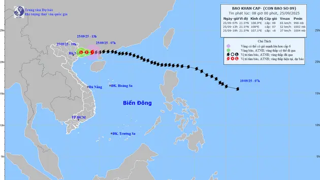 Bão số 9 cường độ cấp 8, cách Móng Cái 100km, Bạch Long Vĩ đã có gió cấp 7