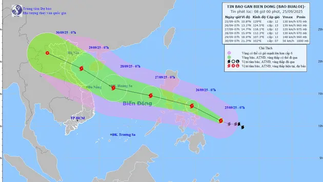 Bão số 9 suy yếu dần, bão BUALOI mạnh lên cấp 12