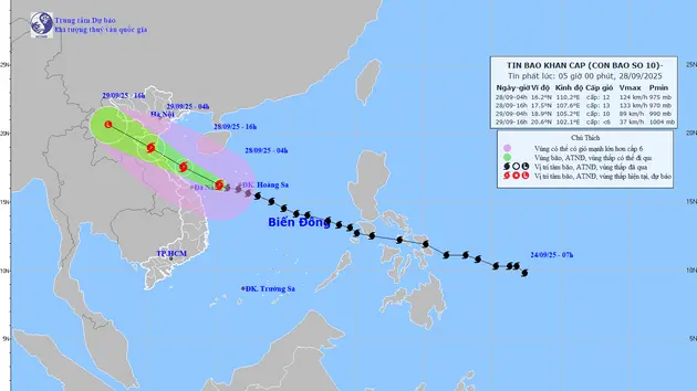 Bão số 10 cách TP Đà Nẵng khoảng 200km