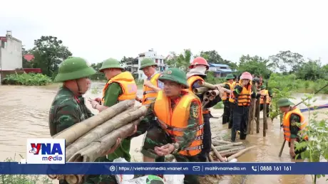 Thái Nguyên khẩn trương gia cố bờ đê bối sông Cầu