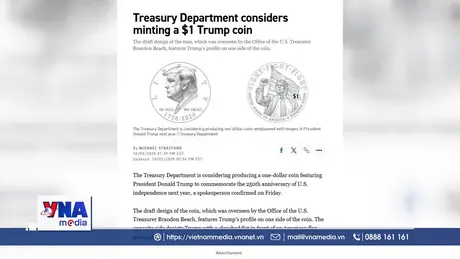 Tranh cãi về thiết kế đồng xu 1 USD khắc hình Tổng thống D.Trump