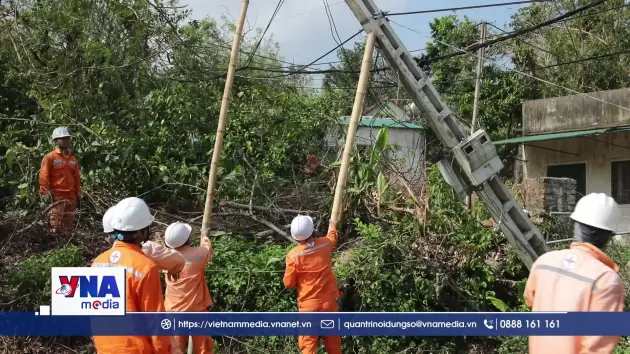 Nỗ lực khôi phục hệ thống điện sau bão số 10 tại Nghệ An
