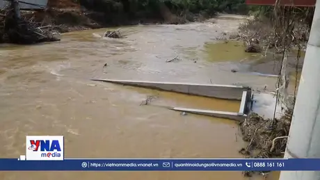 Cầu Xốp Chạng bị lũ cuốn trôi, giao thông tuyến quốc lộ 48C bị tê liệt