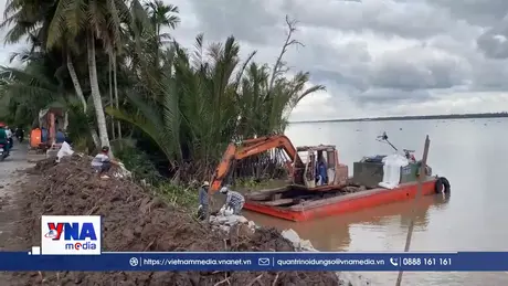 Vĩnh Long khảo sát các điểm sạt lở đê bao ven sông Hậu