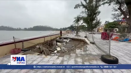 Sạt lở bờ kè biển ở phường Đồ Sơn