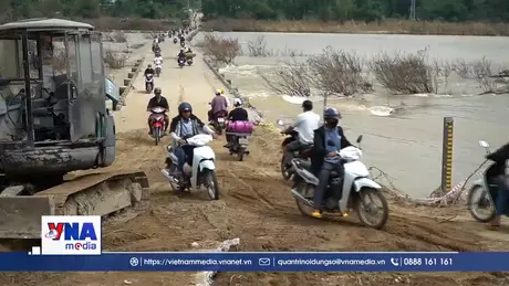 Thông tuyến tạm thời cầu tràn Thạch Nham, Quảng Ngãi