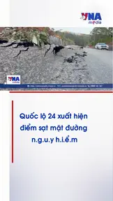 Quốc lộ 24 xuất hiện điểm sạt mặt đường nguy hiểm
