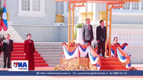 Lễ đón trọng thể Tổng Bí thư Tô Lâm tại CHDCND Lào