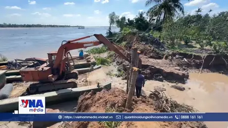 Khắc phục kịp thời sạt lở cồn Thanh Long, Vĩnh Long
