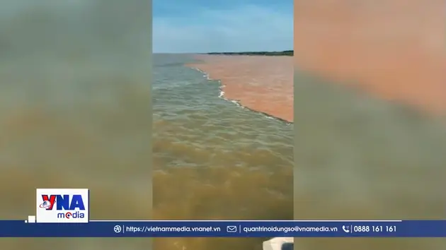 Hiện tượng hai màu nước kỳ lạ xuất hiện trên vùng biển Cà Mau